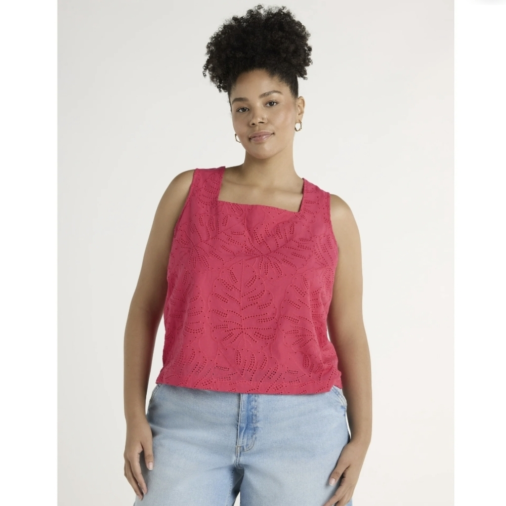 🤑 FINAL DROP! Hot Pink Sleeveless Eyelet Top